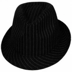 Wicked Black Pinstripe Fedora Hat 1920's