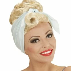 Widmann Blonde Rockabilly Pin-up Girl Wig With Headscarf 1950's