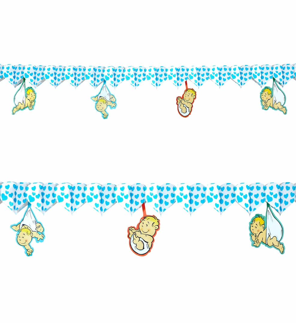 Widmann Blue Hearts With Babies Garland 3 Widmann Blue Hearts With Babies Garland