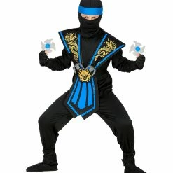 Widmann Kid's Halloween Blue Kombat Ninja Costume With Weapons