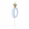 Partydecor Blue Number 0 Birthday Candle With Gold Crown Party Supplies