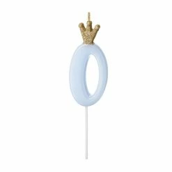 Partydecor Blue Number 0 Birthday Candle With Gold Crown Party Supplies