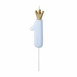 Partydecor Party Supplies Blue Number 1 Birthday Candle With Gold Crown