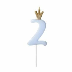 Partydecor Party Supplies Blue Number 2 Birthday Candle With Gold Crown