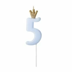 Partydecor Blue Number 5 Birthday Candle With Crown Party Supplies