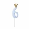 Partydecor Blue Number 6 Birthday Candle With Crown
