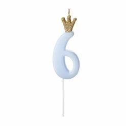 Partydecor Blue Number 6 Birthday Candle With Crown