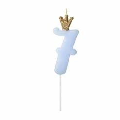 Partydecor Party Supplies Blue Number 7 Birthday Candle With Crown