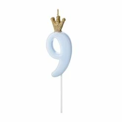 Partydecor Party Supplies Blue Number 9 Birthday Candle With Crown