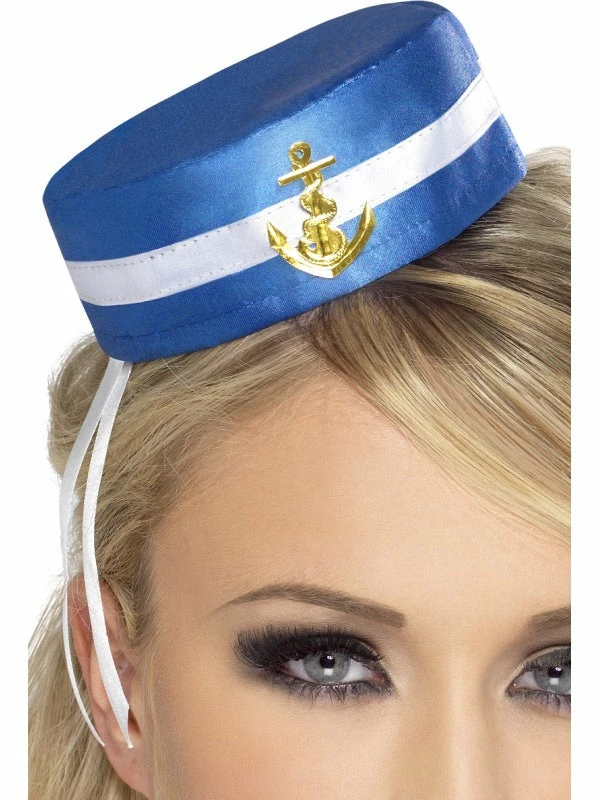 Smiffy's Sailor Costumes Blue Sailor Pillbox Hat 3 Smiffy's Sailor Costumes Blue Sailor Pillbox Hat