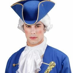 Widmann Medieval, Renaissance & Tudor Costumes Blue Tricorn Hat With Gold Trim 7 Widmann Medieval, Renaissance & Tudor Costumes Blue Tricorn Hat With Gold Trim