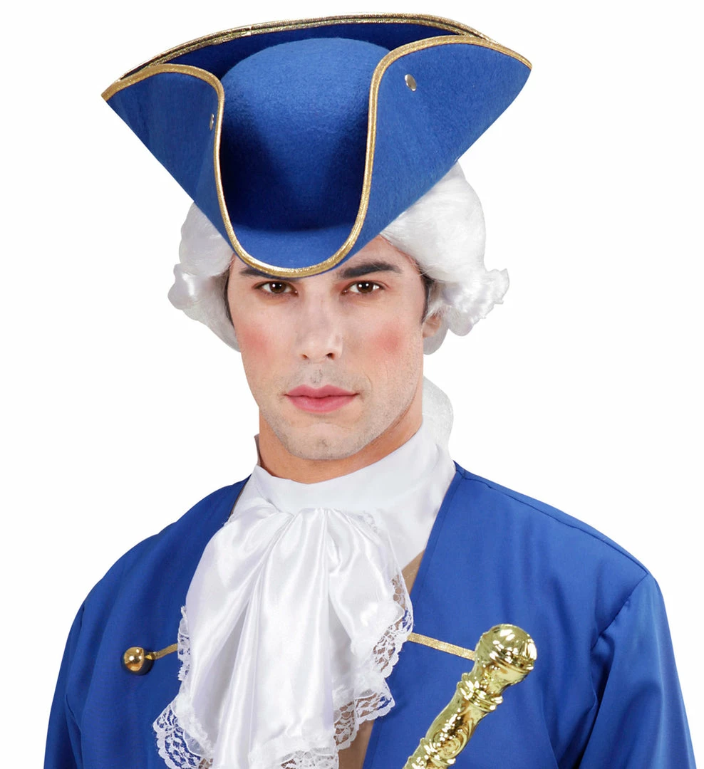 Widmann Medieval, Renaissance & Tudor Costumes Blue Tricorn Hat With Gold Trim 5 Widmann Medieval, Renaissance & Tudor Costumes Blue Tricorn Hat With Gold Trim