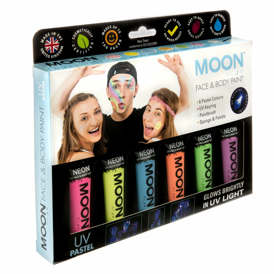Moonglow Moon Glow Pastel UV Face Paint Giftset Facepaints & FX 3 Moonglow Moon Glow Pastel UV Face Paint Giftset Facepaints & FX