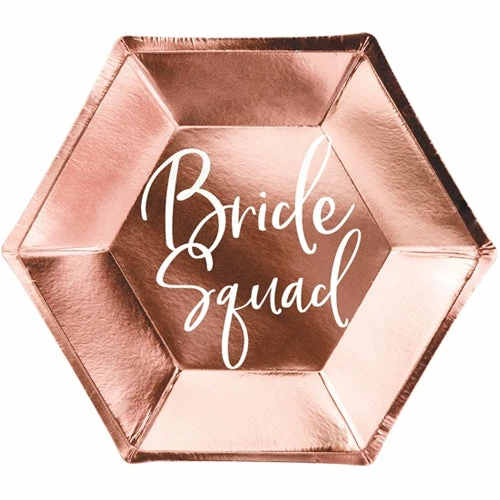 Partydecor Bride Squad Paper Plates Rose Gold Party Supplies 3 Partydecor Bride Squad Paper Plates Rose Gold Party Supplies