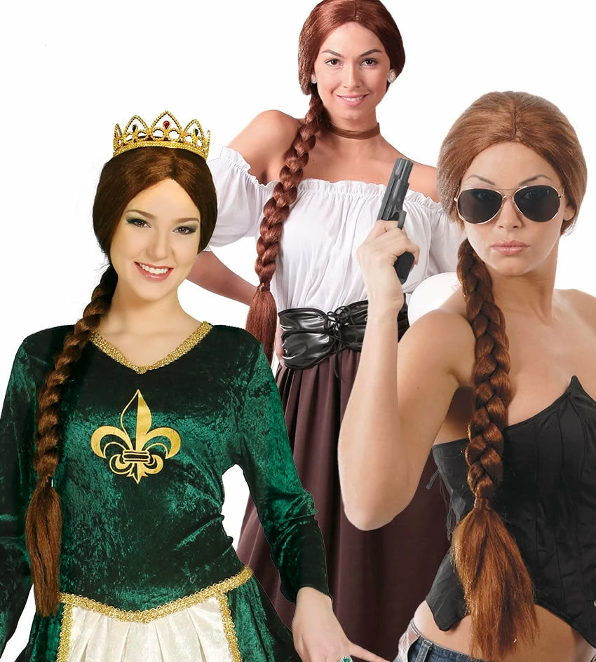 Fiestas Guirca Medieval, Renaissance & Tudor Costumes Brown Plaited Wig 3 Fiestas Guirca Medieval, Renaissance & Tudor Costumes Brown Plaited Wig