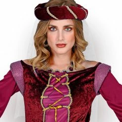 Widmann Burgundy Medieval Headdress With Veil