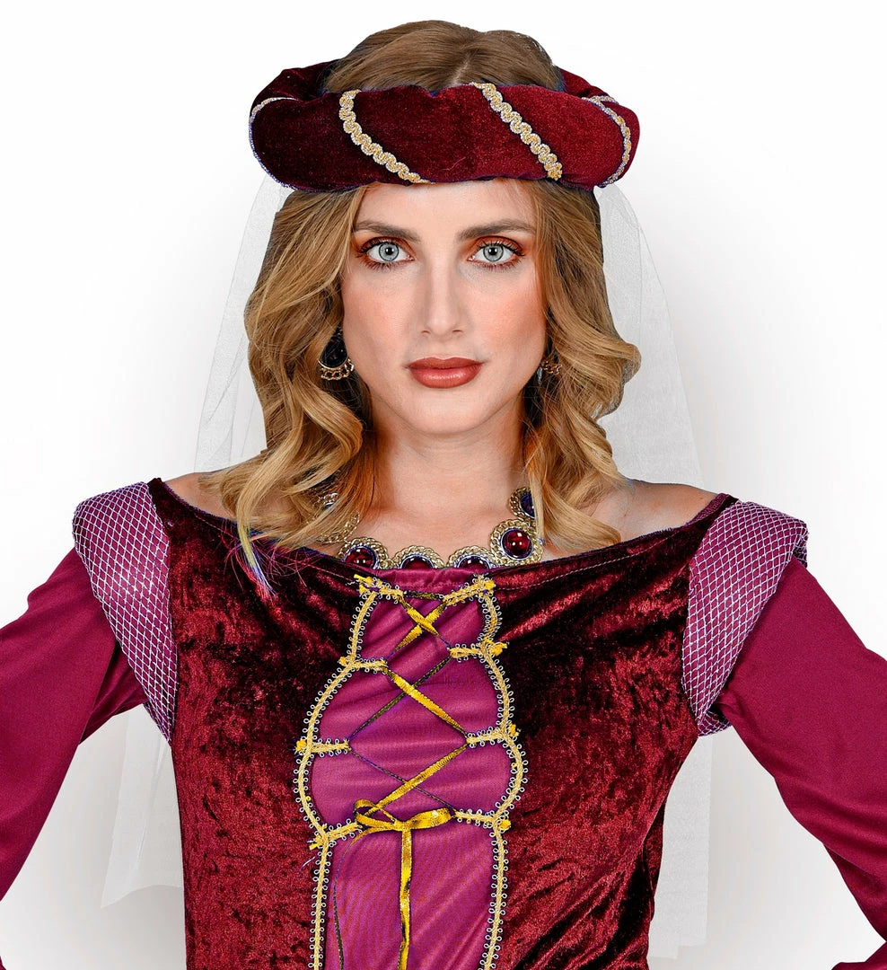 Widmann Burgundy Medieval Headdress With Veil 3 Widmann Burgundy Medieval Headdress With Veil