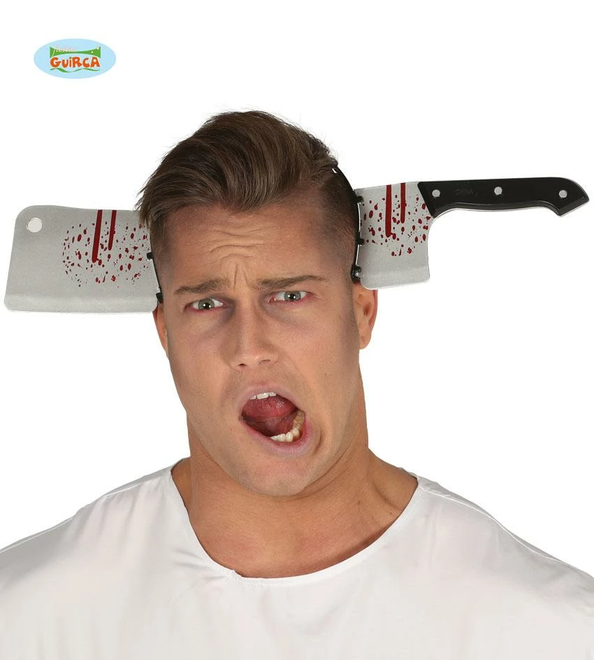 Fiestas Guirca Butcher Cleaver Through Head Headband Halloween Accessories 3 Fiestas Guirca Butcher Cleaver Through Head Headband Halloween Accessories