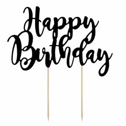 Partydecor Party Supplies Cake Topper Happy Birthday Black