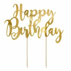 Partydecor Cake Topper Happy Birthday Gold