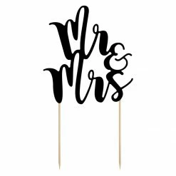 Partydecor Party Supplies Cake Topper Mr & Mrs Black
