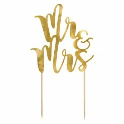 Partydecor Party Supplies Cake Topper Mr & Mrs Gold