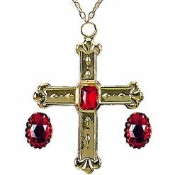 Widmann Cardinal Cross Necklace And Ring Set