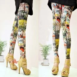My Fancy Dress Ladies Cartoon Cat Print Leggings