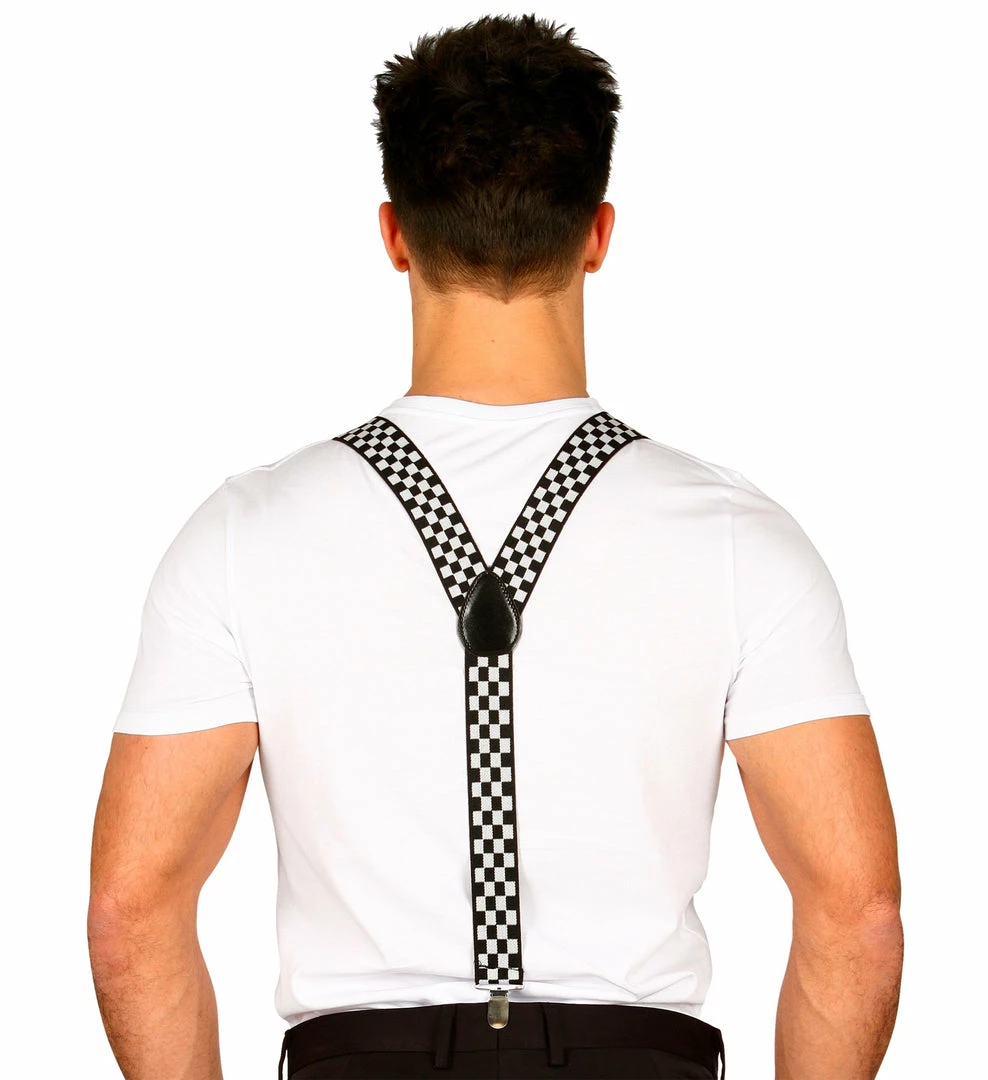 Widmann Checkered Braces Black And White 4 Widmann Checkered Braces Black And White