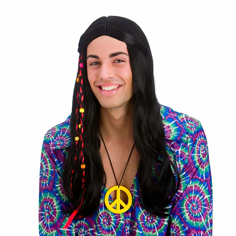 Wicked Cool Hippie Black Wig 3 Wicked Cool Hippie Black Wig