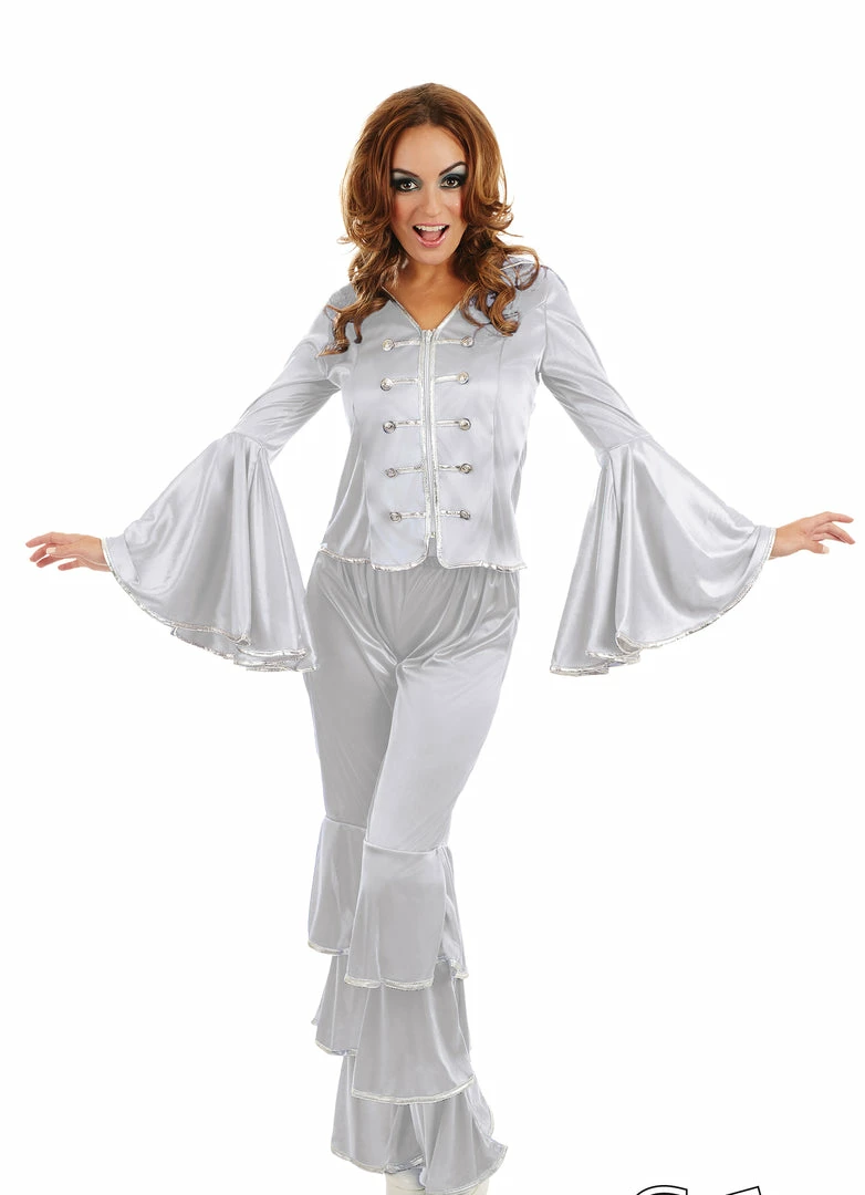 Funshack Dancing Queen Costume Silver Ladies 1970's 3 Funshack Dancing Queen Costume Silver Ladies 1970's