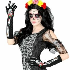 Widmann Day Of The Dead Gloves Halloween Accessories