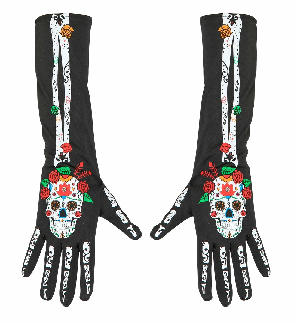Widmann Day Of The Dead Gloves Halloween Accessories 3 Widmann Day Of The Dead Gloves Halloween Accessories