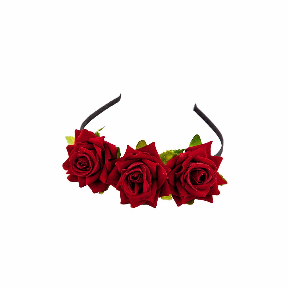Wicked Day Of The Dead Red Rose Flower Tiara 4 Wicked Day Of The Dead Red Rose Flower Tiara