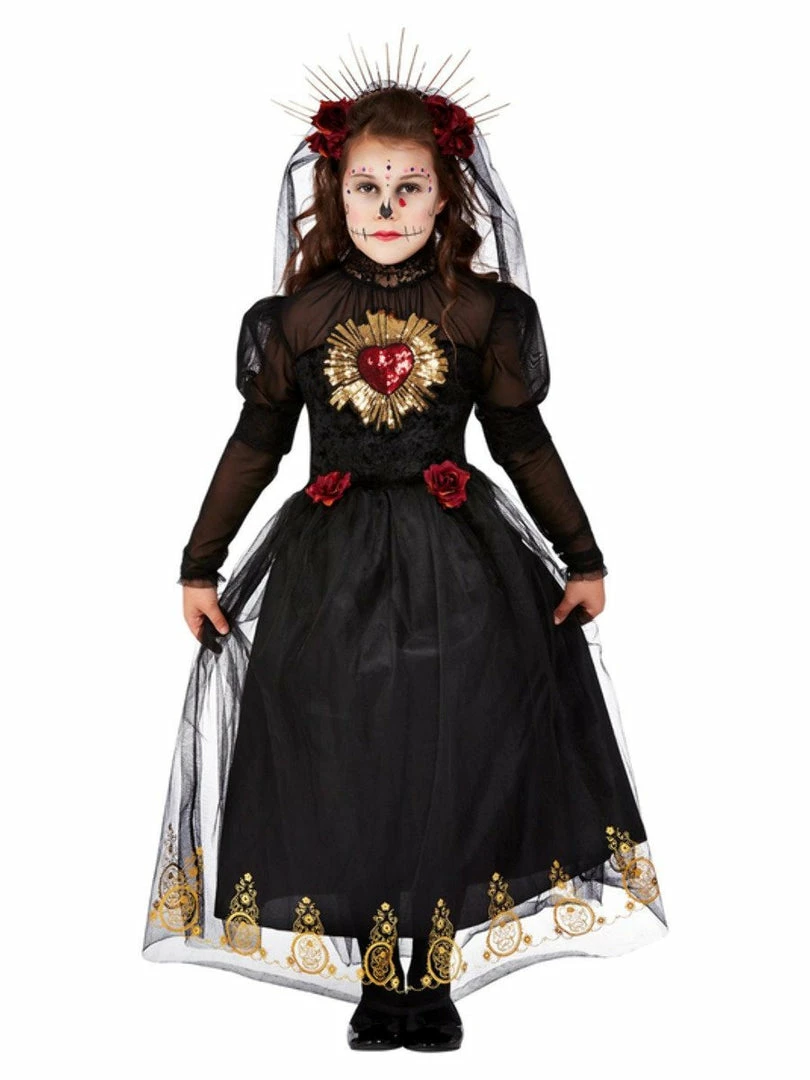 Smiffy's Day Of The Dead Sacred Heart Bride Costume Girl 3 Smiffy's Day Of The Dead Sacred Heart Bride Costume Girl