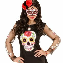 Widmann Dia De Los Muertos Eyemask Red And White Halloween Accessories