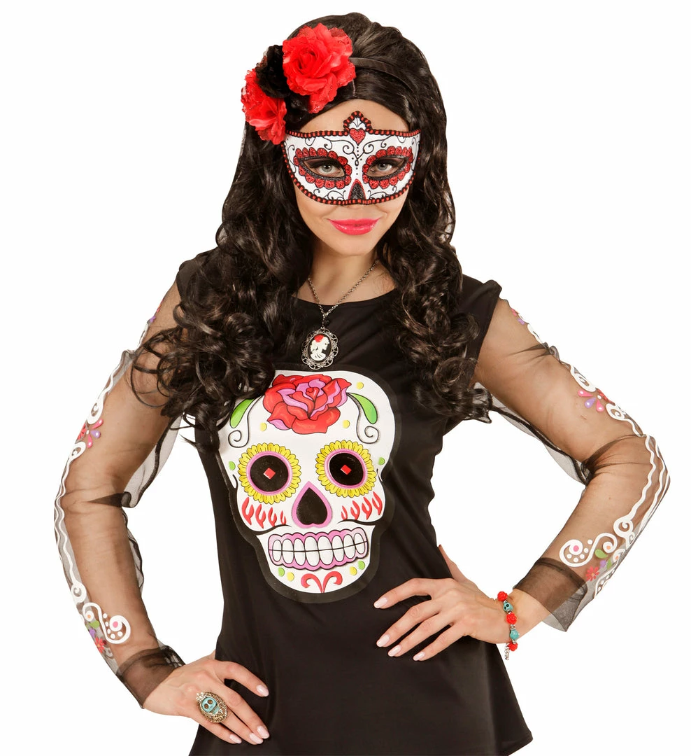 Widmann Dia De Los Muertos Eyemask Red And White Halloween Accessories 4 Widmann Dia De Los Muertos Eyemask Red And White Halloween Accessories