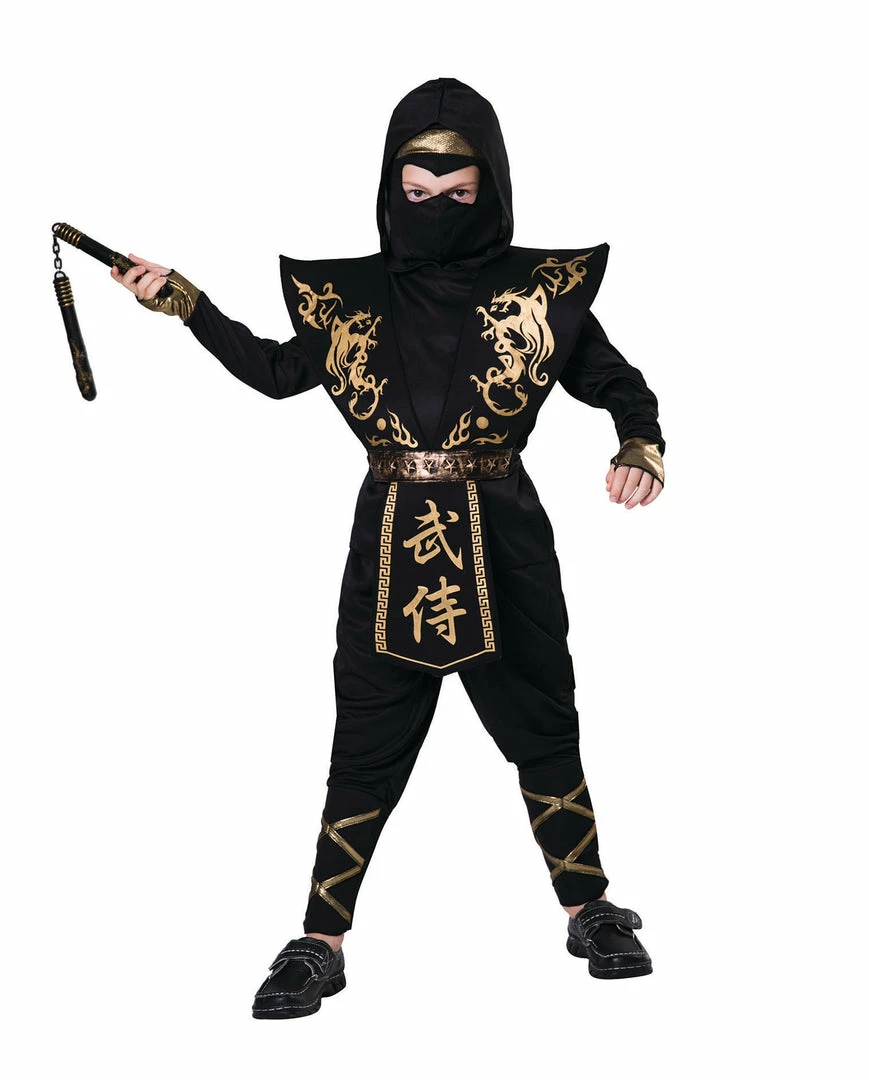 Bristol Deluxe Gold And Black Ninja Costume Child Halloween 3 Bristol Deluxe Gold And Black Ninja Costume Child Halloween