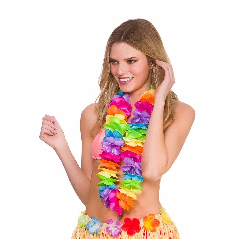 Wicked Deluxe Satin Lei Rainbow Hawaiian Costumes 3 Wicked Deluxe Satin Lei Rainbow Hawaiian Costumes