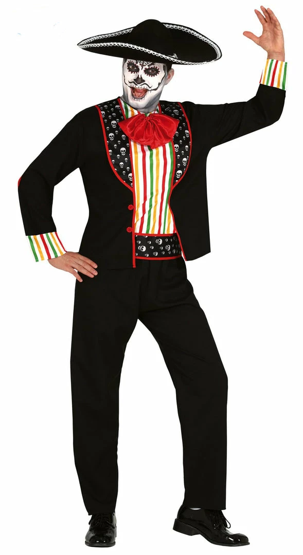 Fiestas Guirca Halloween Dia De Los Muertos Costume Men's 3 Fiestas Guirca Halloween Dia De Los Muertos Costume Men's