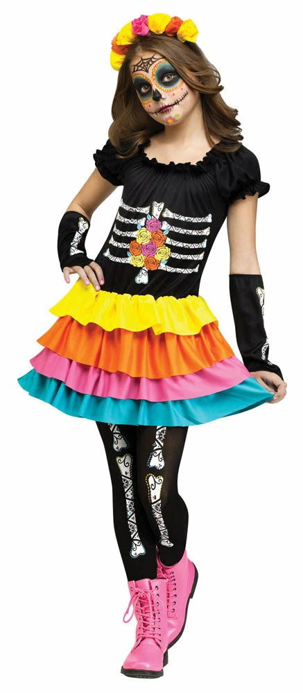 My Fancy Dress Halloween Dia De Los Muertos Childs Costume 3 My Fancy Dress Halloween Dia De Los Muertos Childs Costume
