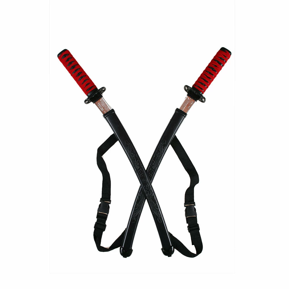 Wicked Ninja Costumes Double Ninja Sword Red 3 Wicked Ninja Costumes Double Ninja Sword Red