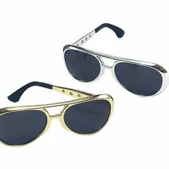 Bristol Costume Accessories Elvis Rock And Roll Glasses Gold