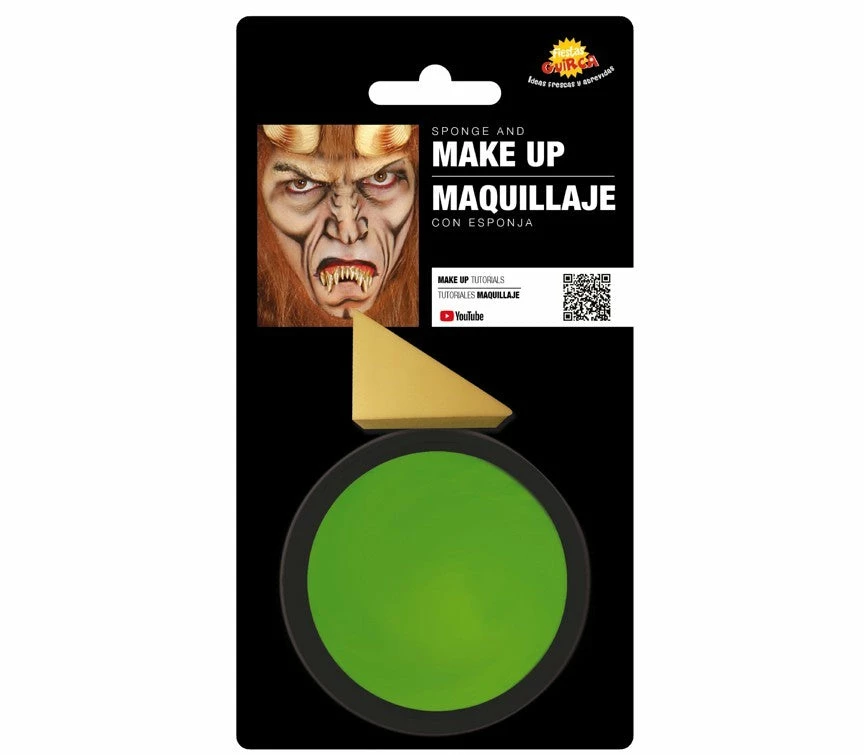 Fiestas Guirca Costume Accessories Face Paint Light Green With Sponge 3 Fiestas Guirca Costume Accessories Face Paint Light Green With Sponge