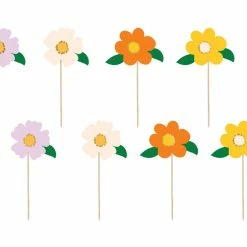 Partydecor Flower Cake Toppers 8 Piece