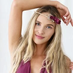 Partydecor Costume Accessories Flower Crown Deep Red 18cm