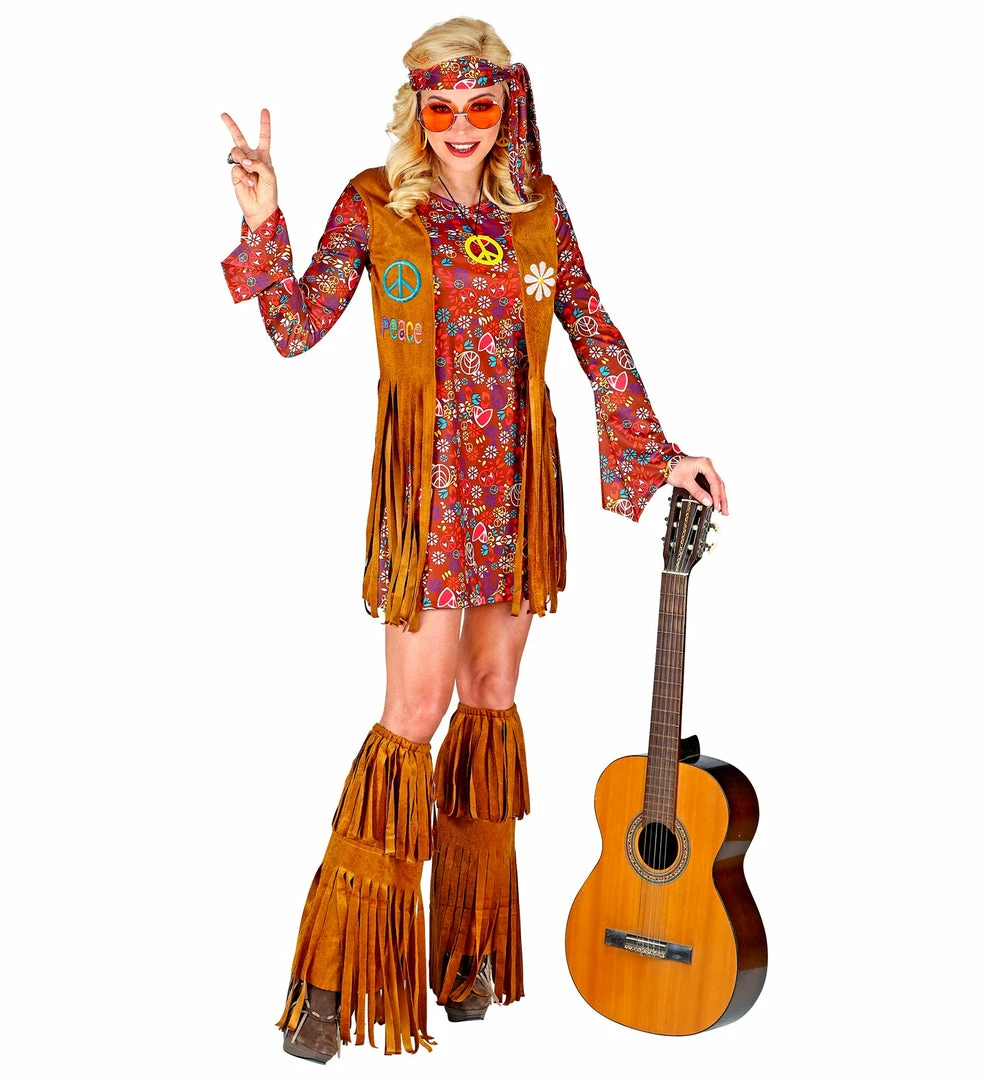 Widmann 1960's Flower Power Fringe Hippie Costume Ladies 3 Widmann 1960's Flower Power Fringe Hippie Costume Ladies