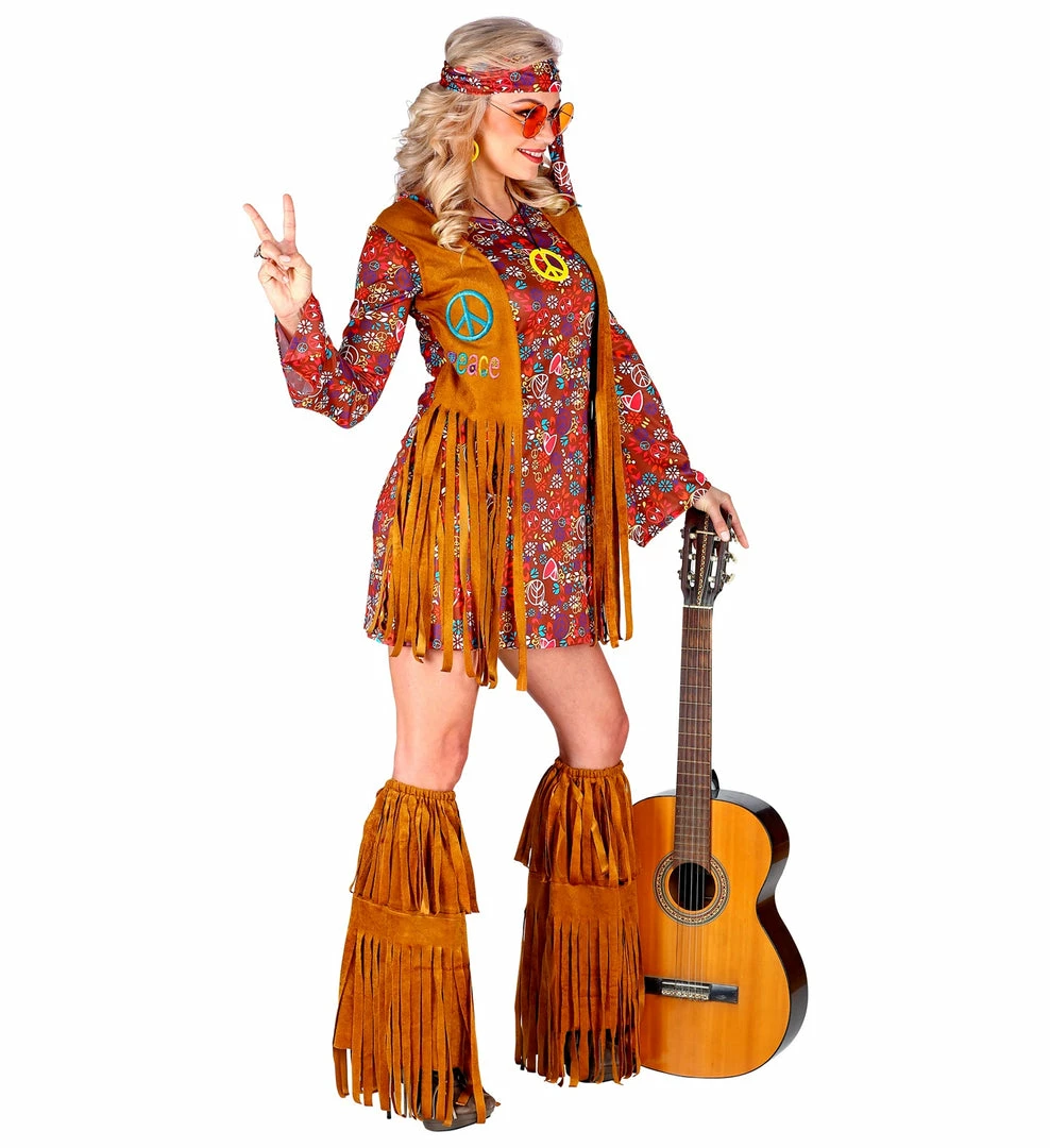 Widmann 1960's Flower Power Fringe Hippie Costume Ladies 4 Widmann 1960's Flower Power Fringe Hippie Costume Ladies