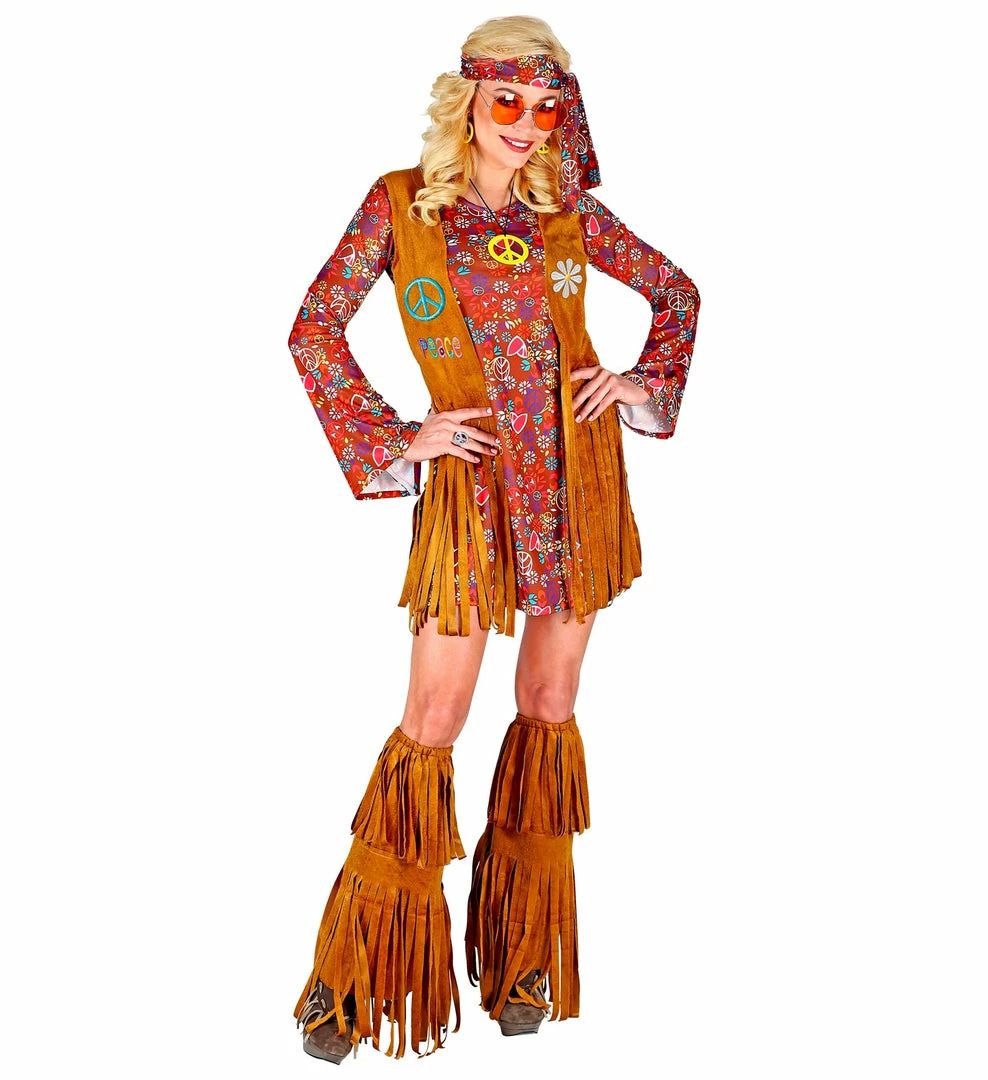 Widmann 1960's Flower Power Fringe Hippie Costume Ladies 5 Widmann 1960's Flower Power Fringe Hippie Costume Ladies