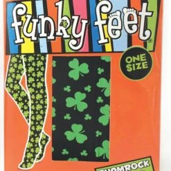 My Fancy Dress Funky Feet Shamrock Tights Black Or White St Patrick's Day Costumes